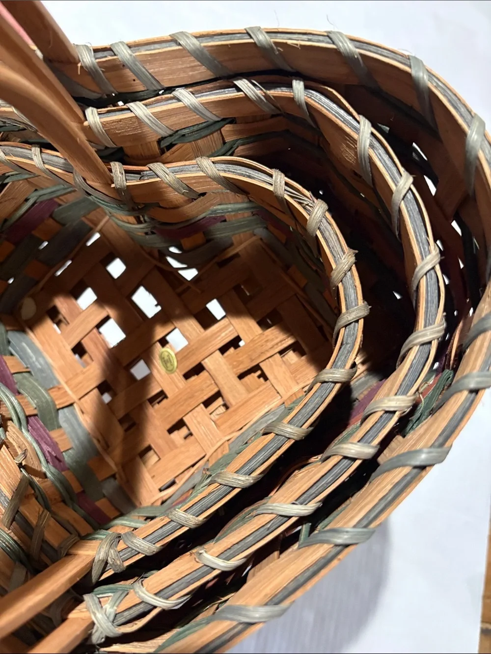 Heart-Shaped Woven Basket Set in Brown - 3 Piece